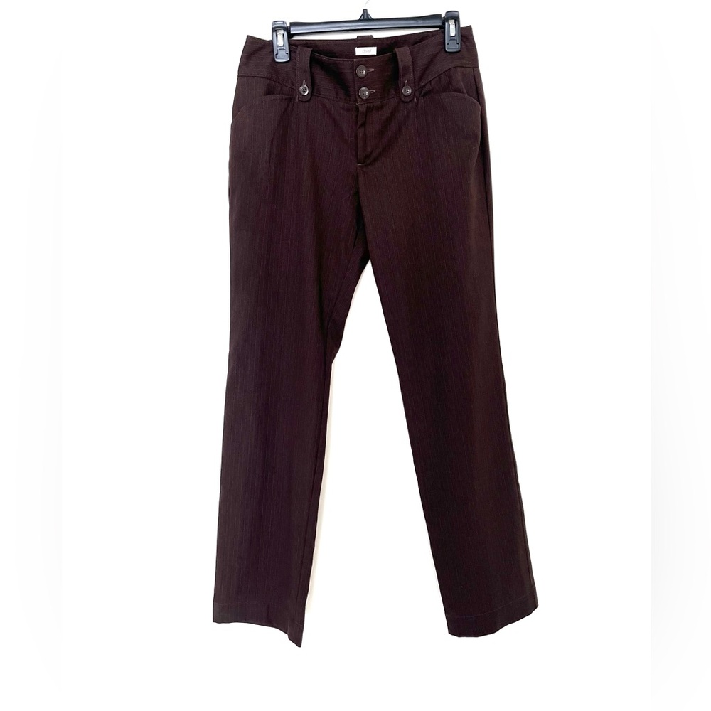 Old Navy Classic Pin Striped Chocolate Brown Straight Leg Pants Trousers  Size 6